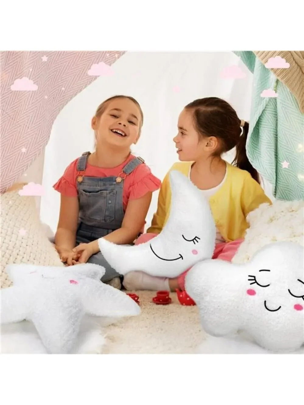 Moon Star Cloud Plush Pillow Set Soft Stuffed Cushion Nursery Kids Room Decor Gi